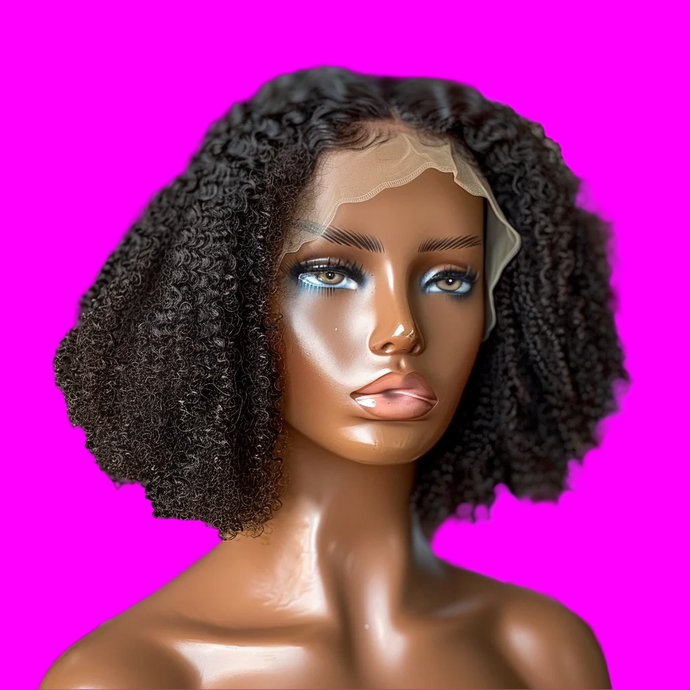 KINKY STRAIGHT LACE FRONT HUMAN HAIR  WIG