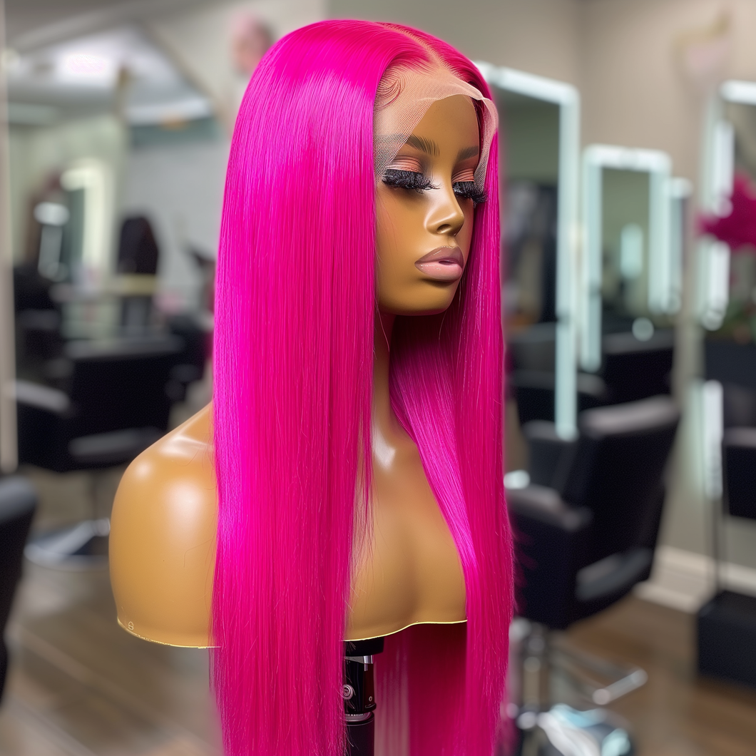 HOT PINK LACE FRONT WIG