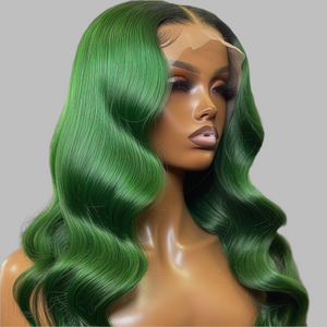 GREEN APPLE BODY WAVE  HUMAN HAIR LACEFRONT WIG.