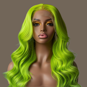 GREEN APPLE BODY WAVE  HUMAN HAIR LACEFRONT WIG.